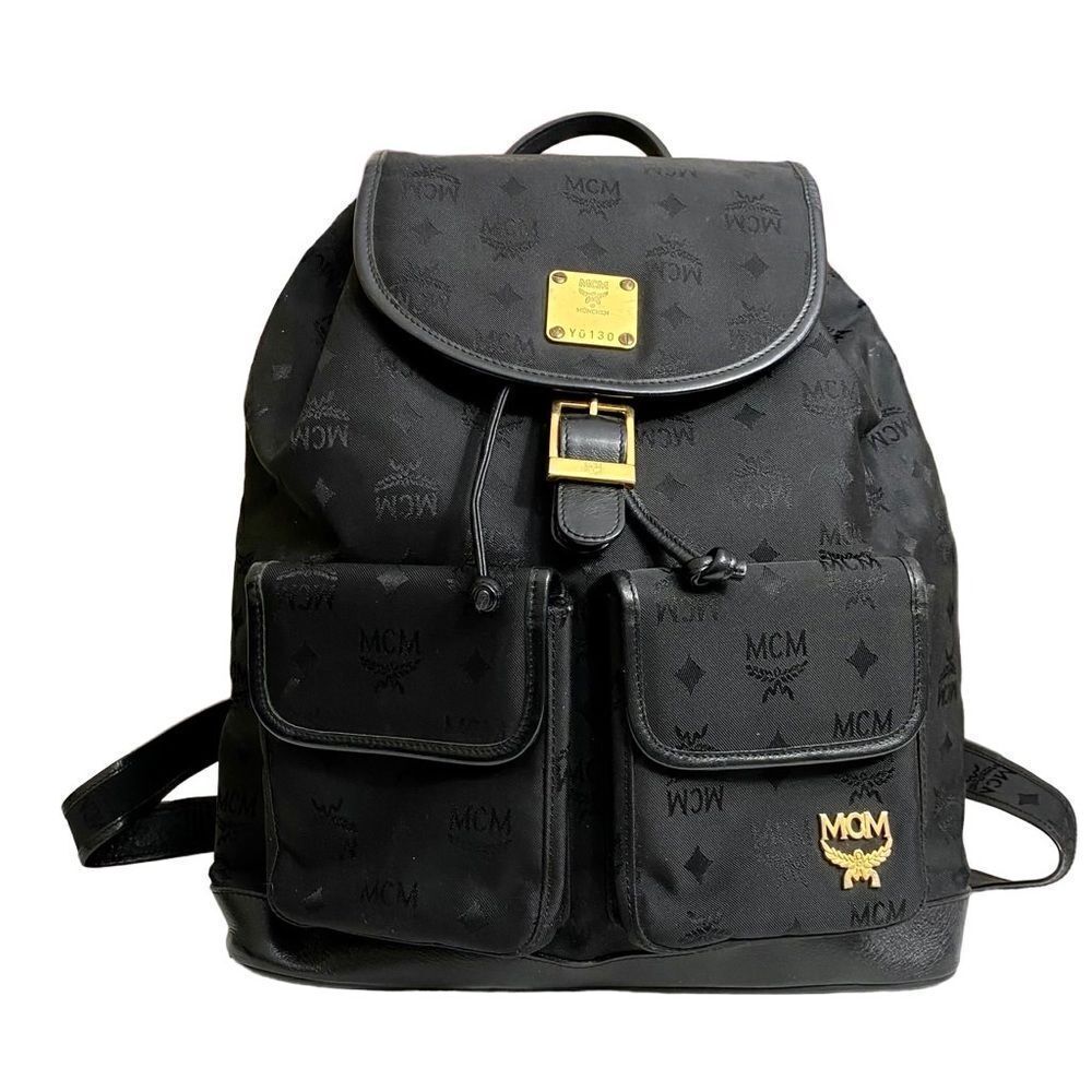 MCM Nylon Leather Backpack Black  Y0130